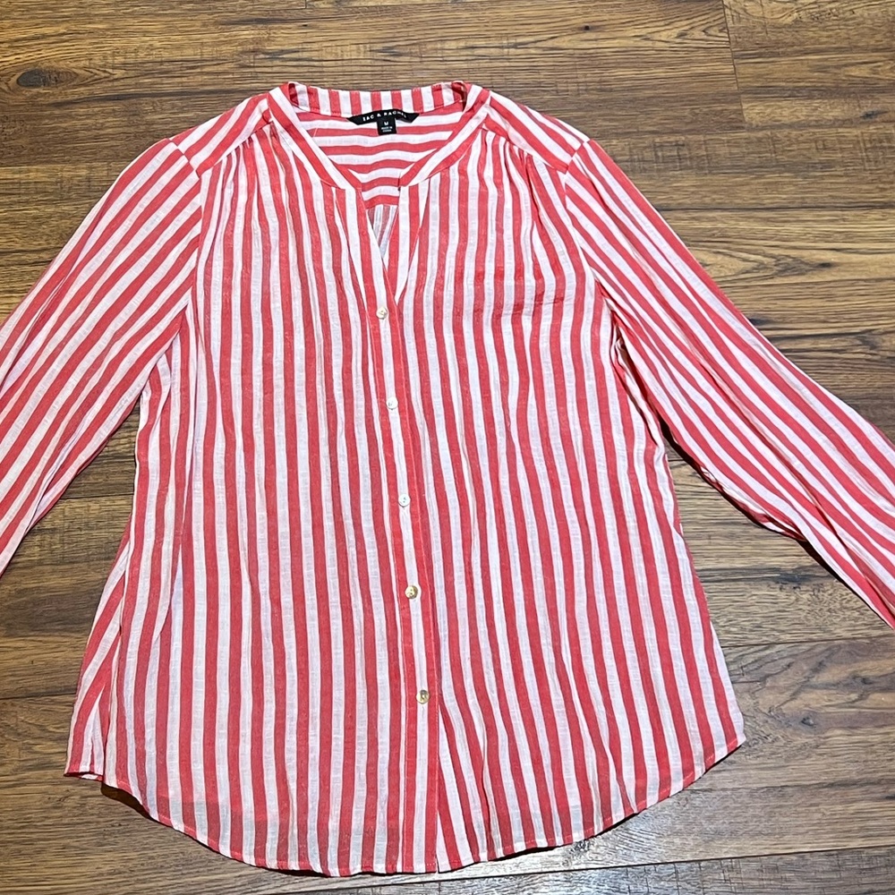 Zac & Rachel Striped Button Down Blouse Size Medium